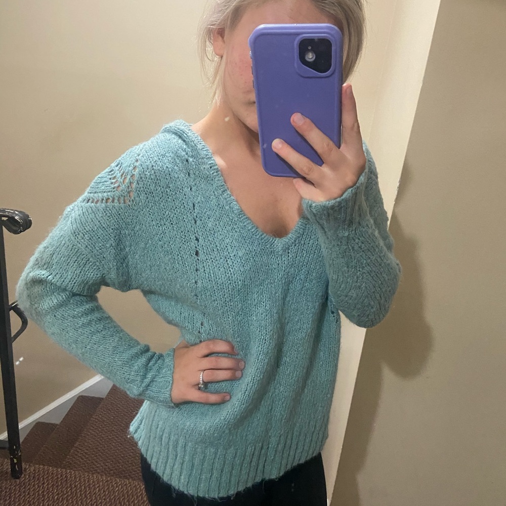 Blue Hooded Sweater | American Eagle